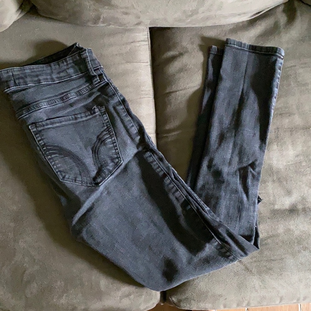 Black crop high rise pants with slits on knee area
